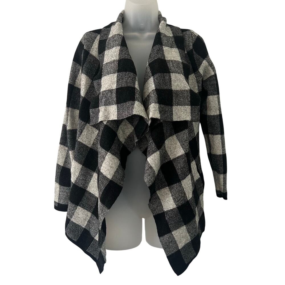 Lauren Ralph Lauren Open Front Waterfall Wool Buffalo Plaid Sweat S Small